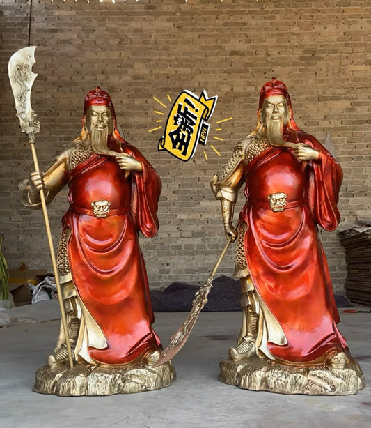 88CM HUGE 2023 HOME Company TOP decoration Recruit money wealth Dispel bad luck COPPER GUAN GONG God of fortune statue