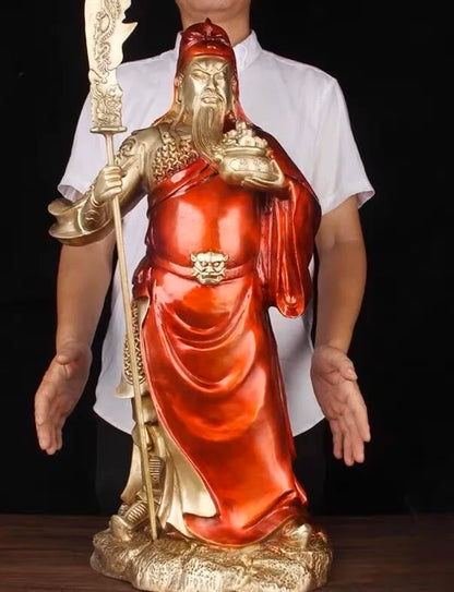 88CM HUGE 2023 HOME Company TOP decoration Recruit money wealth Dispel bad luck COPPER GUAN GONG God of fortune statue