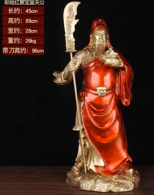 88CM HUGE 2023 HOME Company TOP decoration Recruit money wealth Dispel bad luck COPPER GUAN GONG God of fortune statue