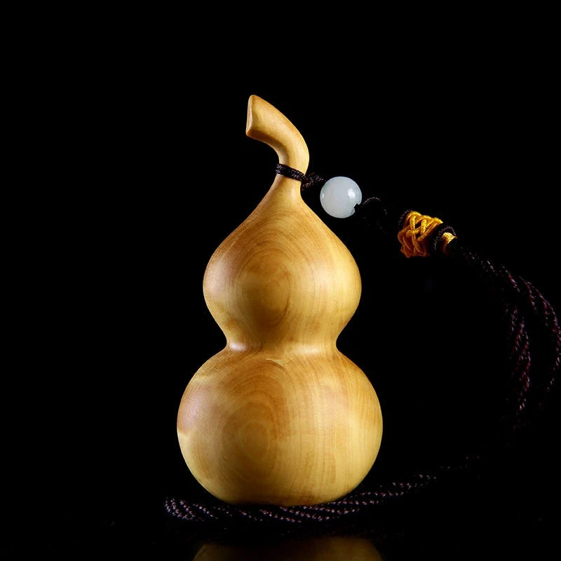 8CM Gourd Longevity God Figurines Collection Wood Staute Pendant Boxwood Carving Handicraft Birthday Present