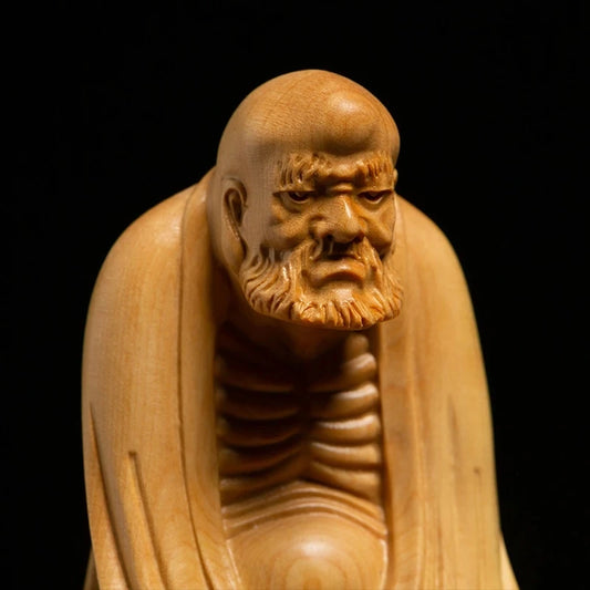 8CM Wood Carved Buddha Statue Zen Dharma Solid Wood Ornaments Home Crafts Chinese Style For Him