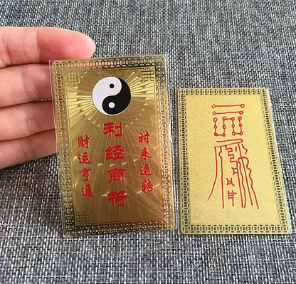 8P Geomantic omen master bring wealth Good luck Exorcise evil spirit FENG SHUI Golden Card Amulet all-powerful symbol talisman