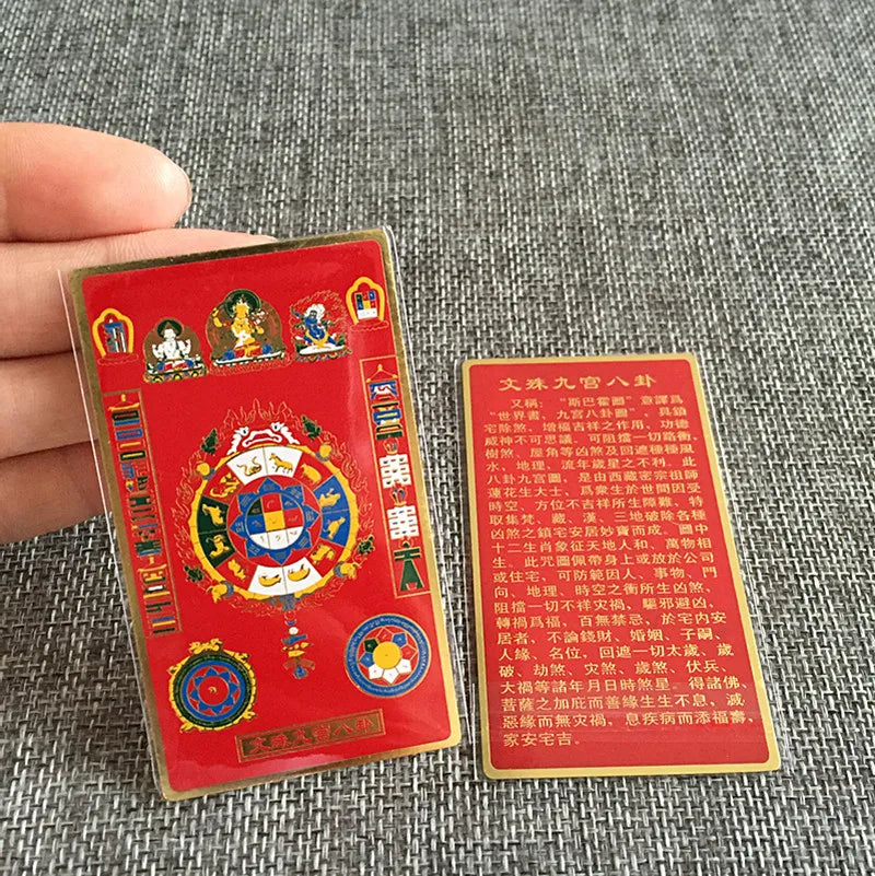 8PCS Buddhism Nine palace Eight Diagrams Kalachakra Sakyamuni Avalokitesvara buddha multipurpose talisman Golden Card Amulet
