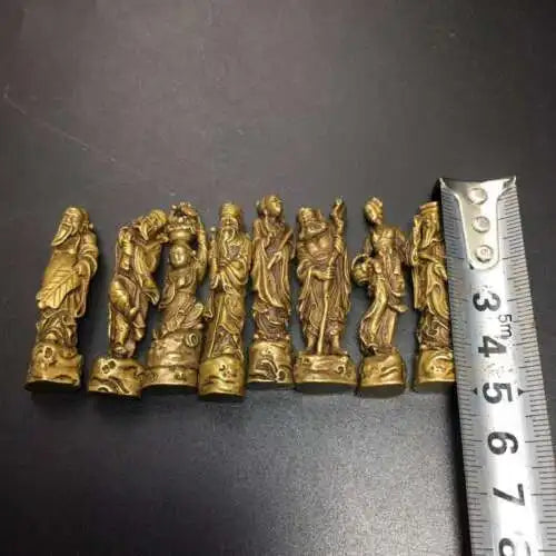 8PCS Chinese Buddha Bronze old copper Eight Immortals (Ba Xian)Brass statue