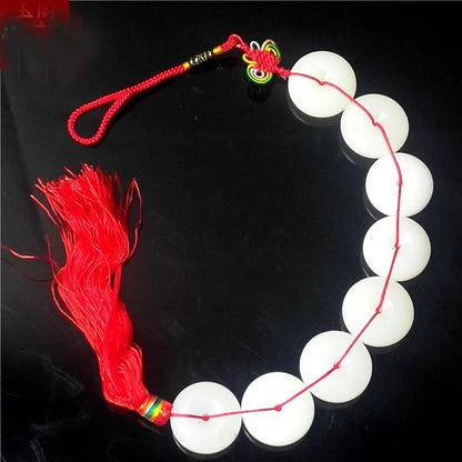 8PCS HOME Courtyard lobby living room FENG SHUI talisman exorcise evil spirits White jade eight Safety buckle Hanging ornament
