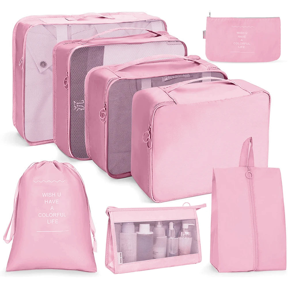 8Pcs/set Large Capacity Luggage Storage Bags For Packing Cube Clothes Underwear Cosmetic Travel Organizer Bag Toiletries Pouch