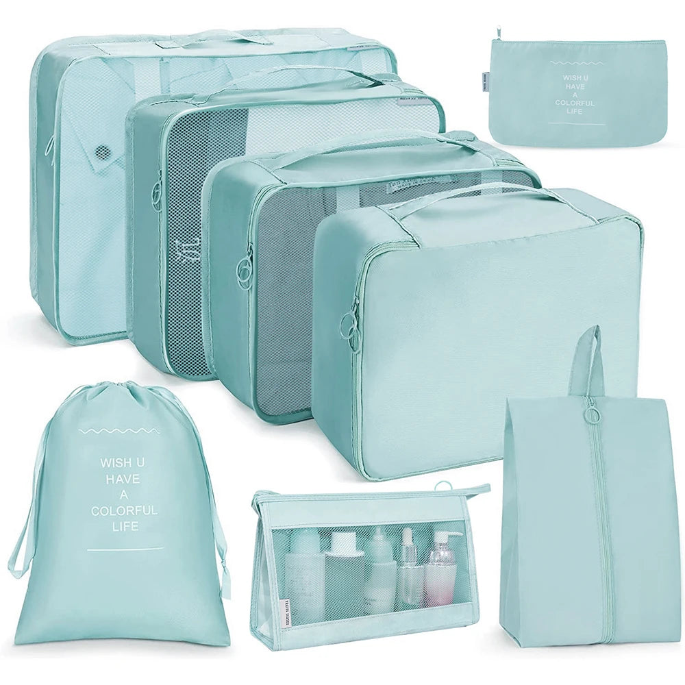 8Pcs/set Large Capacity Luggage Storage Bags For Packing Cube Clothes Underwear Cosmetic Travel Organizer Bag Toiletries Pouch