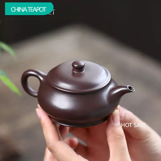 130ml Chinese Yixing Authentic Purple Clay Teapots Famous Handmade Large Caliber Tea Pot Beauty Kettle Raw Ore Zisha Tea Set