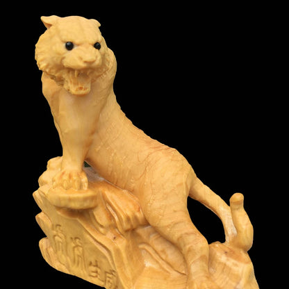 8cm Boxwood Real Wood Wood Statue Chinese Zodiac Collection Tiger Home Décor Office Decoration Wood Sculpture