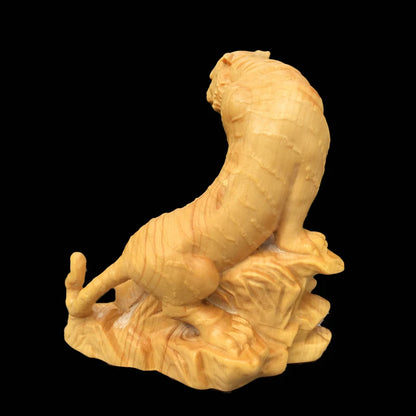 8cm Boxwood Real Wood Wood Statue Chinese Zodiac Collection Tiger Home Décor Office Decoration Wood Sculpture