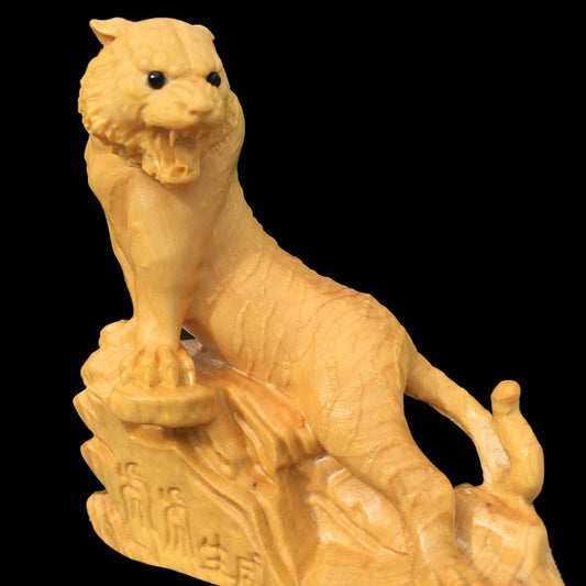 8cm Boxwood Real Wood Wood Statue Chinese Zodiac Collection Tiger Home Décor Office Decoration Wood Sculpture