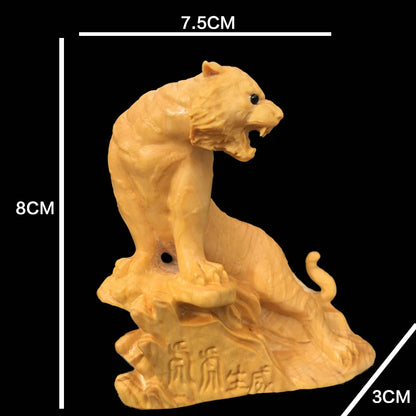 8cm Boxwood Real Wood Wood Statue Chinese Zodiac Collection Tiger Home Décor Office Decoration Wood Sculpture