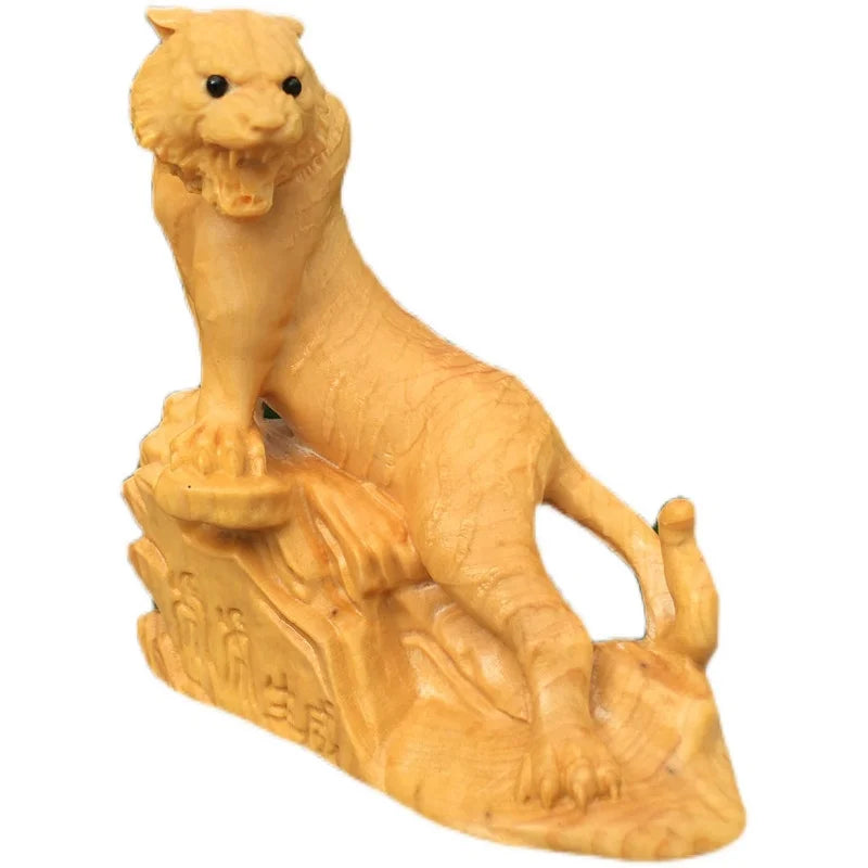 8cm Boxwood Real Wood Wood Statue Chinese Zodiac Collection Tiger Home Décor Office Decoration Wood Sculpture