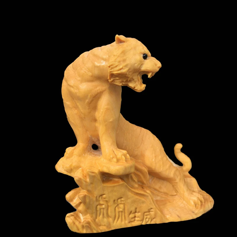 8cm Boxwood Real Wood Wood Statue Chinese Zodiac Collection Tiger Home Décor Office Decoration Wood Sculpture