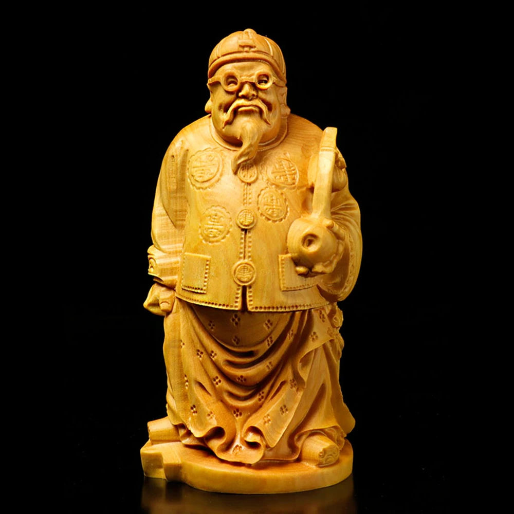 8cm Boxwood Wood Sculpture Real Wood Wood Statue Figure Statue Home Décor Rich Feng Shui Collection Mascot Wall Decoration