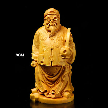 8cm Boxwood Wood Sculpture Real Wood Wood Statue Figure Statue Home Décor Rich Feng Shui Collection Mascot Wall Decoration