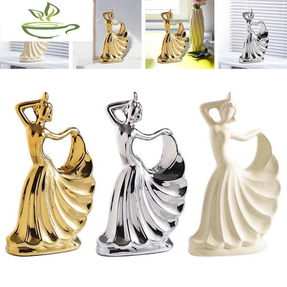 Nordic Table Statue Art Ceramic Women Dancing Sculpture Dancer Figurines Home