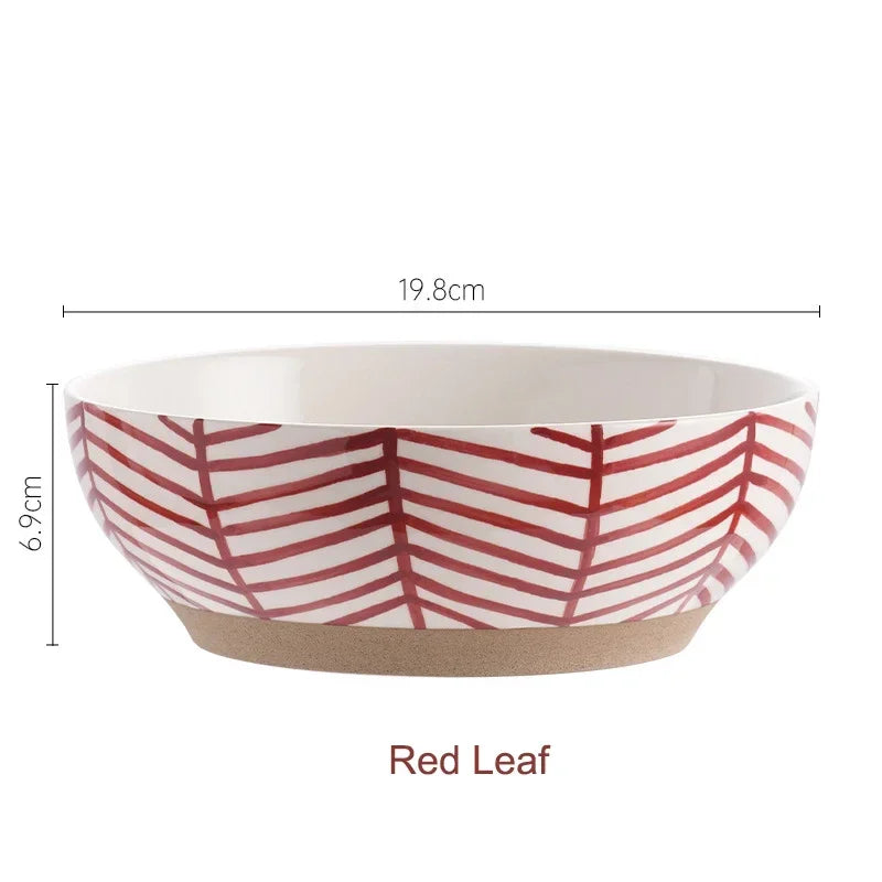 8inch Ceramic Large Ramen Bowl Red Blue Dot Soup Salad Bowl Porcelain Japanese Noodle Bowl Dinnerware