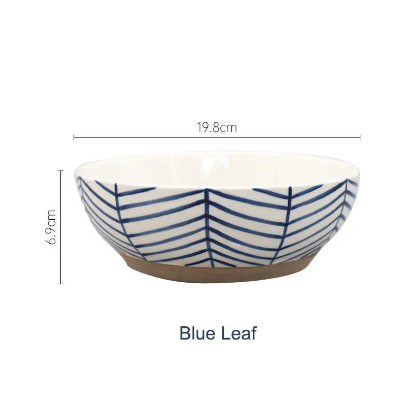 8inch Ceramic Large Ramen Bowl Red Blue Dot Soup Salad Bowl Porcelain Japanese Noodle Bowl Dinnerware