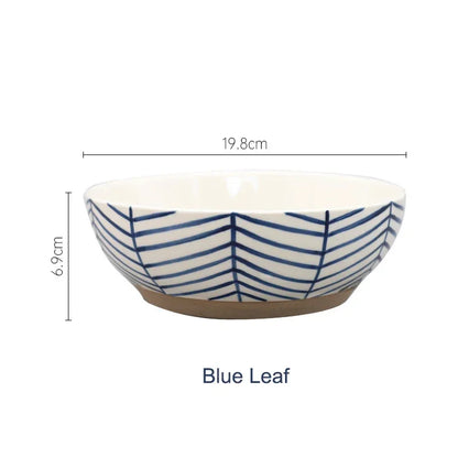 8inch Ceramic Large Ramen Bowl Red Blue Dot Soup Salad Bowl Porcelain Japanese Noodle Bowl Dinnerware