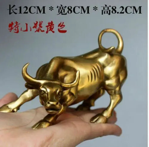 8inch ( Length ) Big Wall Street Bronze Fierce Bull OX Statue-Brass/