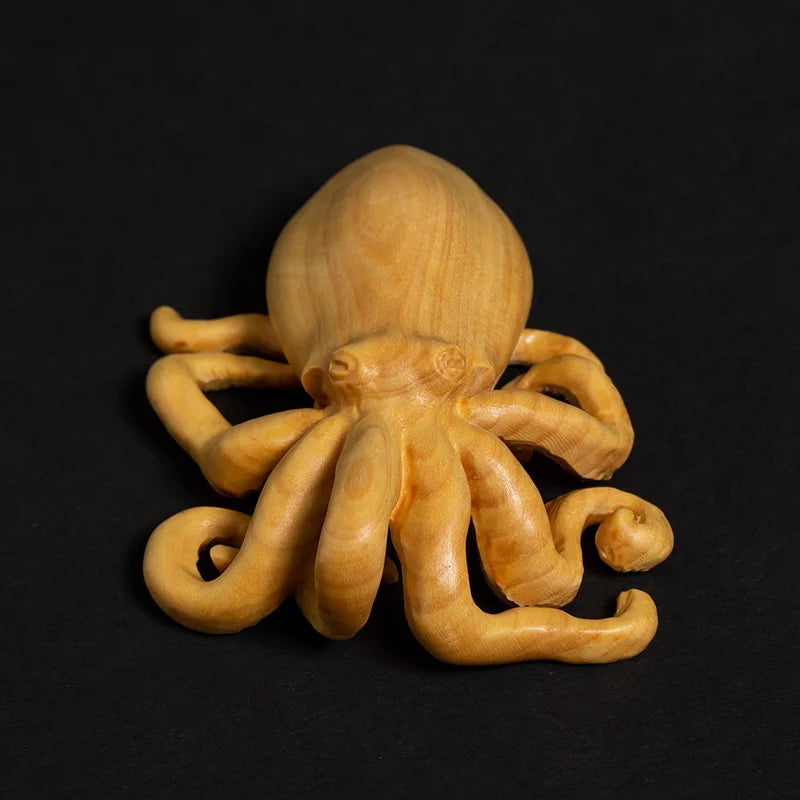 8mm Octopus Statue Boxwood Animal Sculpture Home Decor Wall Decoration Collection Wood statue Feng Shui Pendant Sculpture