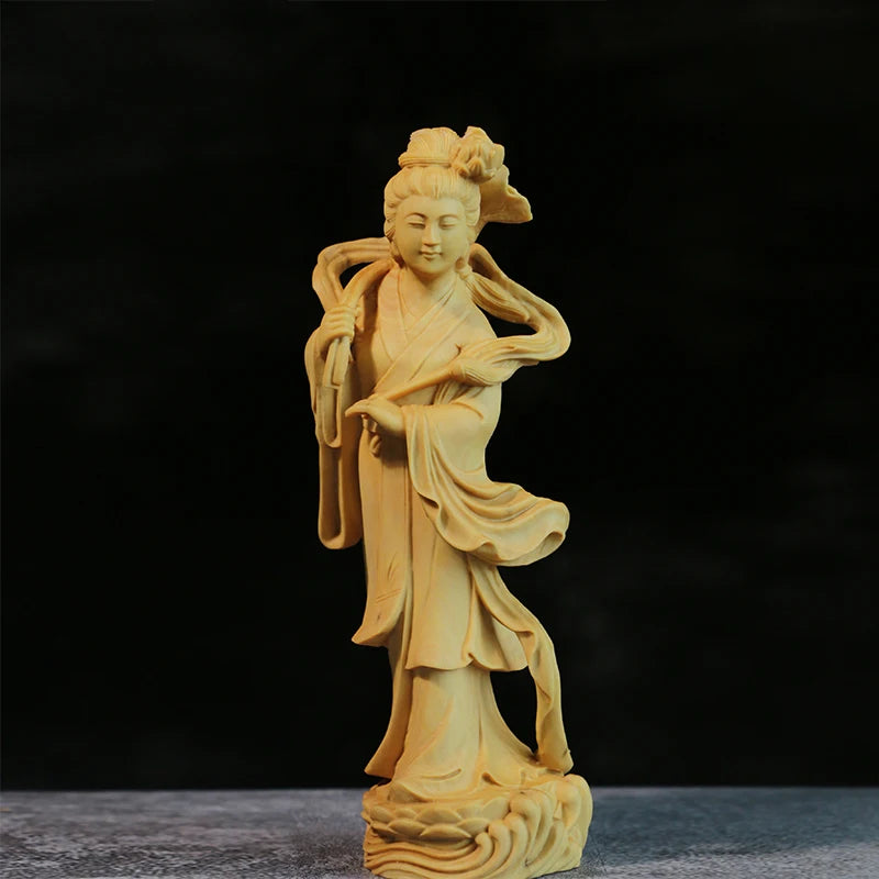 8pcs 15cm Eight Gods Boxwood Sculpture Chinese Myth Buddha Feng Shui Statue Room Collection Eight Immortals Cross Sea Home Decor