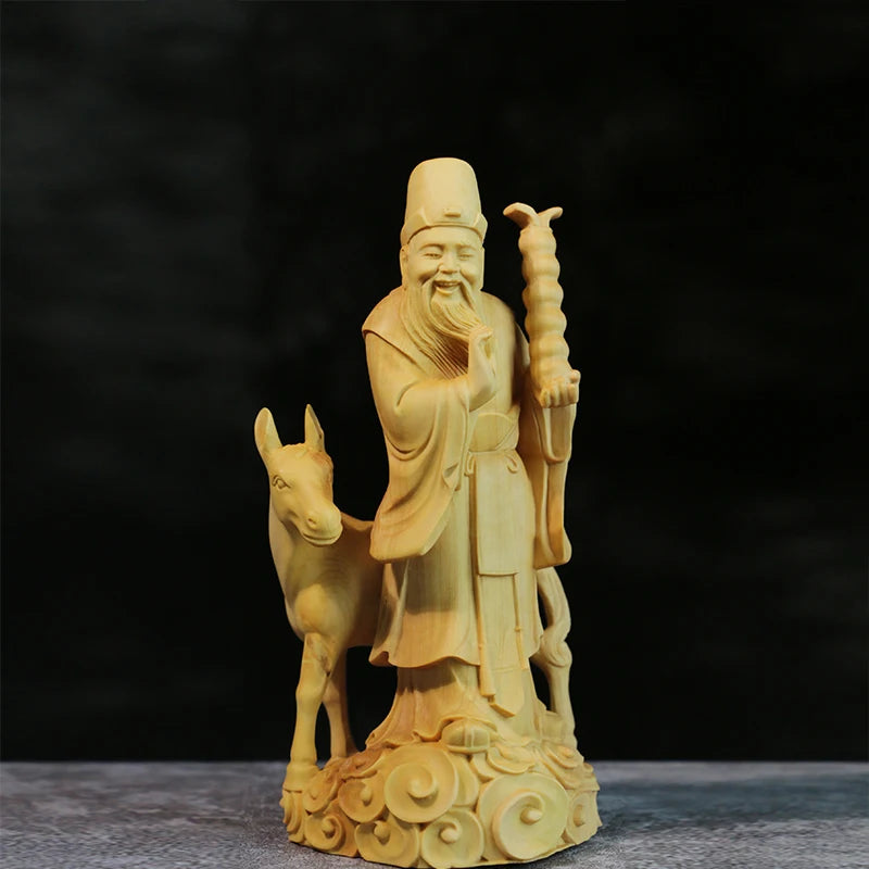 8pcs 15cm Eight Gods Boxwood Sculpture Chinese Myth Buddha Feng Shui Statue Room Collection Eight Immortals Cross Sea Home Decor