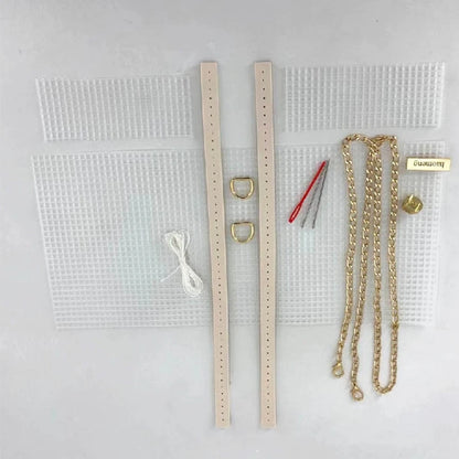 8pcs/set Plush Mesh Weaving Plastic Kit Craft DIY Handbag Bag Accessories