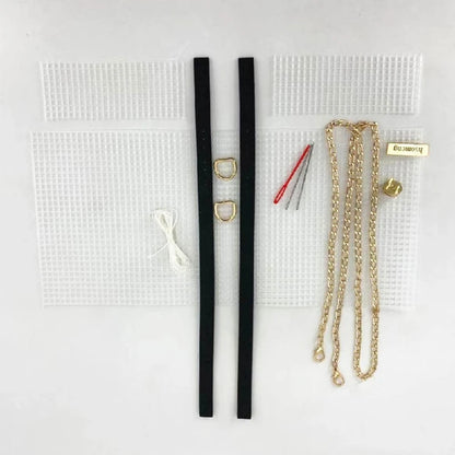 8pcs/set Plush Mesh Weaving Plastic Kit Craft DIY Handbag Bag Accessories