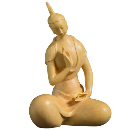 9/10/16CM Zen Tao Wood Feng Shui Sculpture Boxwood Home Tea Ceremony Wooden Buddha Statue Home Decor