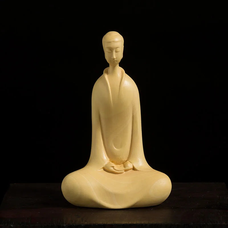 9/10/16CM Zen Tao Wood Feng Shui Sculpture Boxwood Home Tea Ceremony Wooden Buddha Statue Home Decor