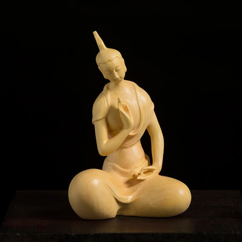 9/10/16CM Zen Tao Wood Feng Shui Sculpture Boxwood Home Tea Ceremony Wooden Buddha Statue Home Decor
