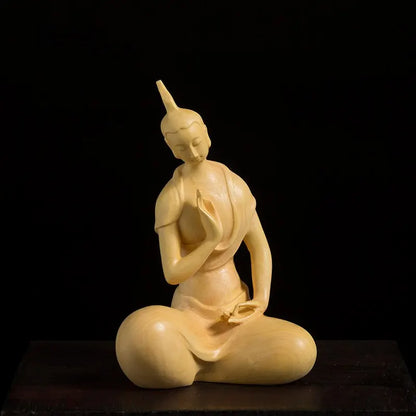 9/10/16CM Zen Tao Wood Sculpture Boxwood Feng Shui Home Tea Ceremony Wooden Buddha Statue Home Decor