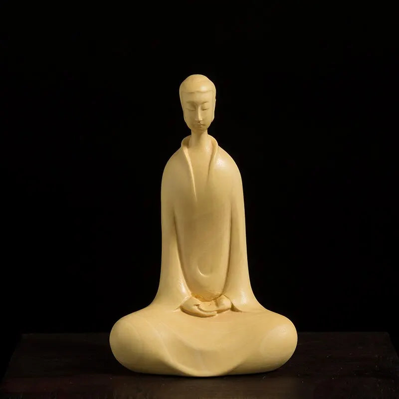 9/10/16CM Zen Tao Wood Sculpture Boxwood Feng Shui Home Tea Ceremony Wooden Buddha Statue Home Decor