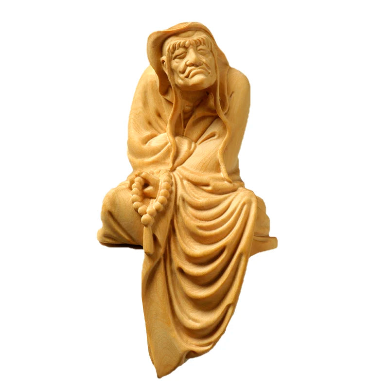 9/13 Cm Dharma Buddha Statue Chinese Home Boxwood Sculpture Crafts Exquisite Figures Wood Decoration Zen Dharma Home Decor