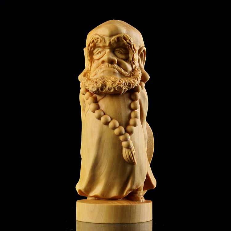 9/13CM Mini Cute Dharma wood statue Hand carved Craft Decoration Figure Decoration Cartoon Zen Master
