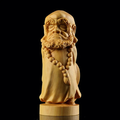 9/13CM Mini Cute Dharma wood statue Hand carved Craft Decoration Figure Decoration Cartoon Zen Master
