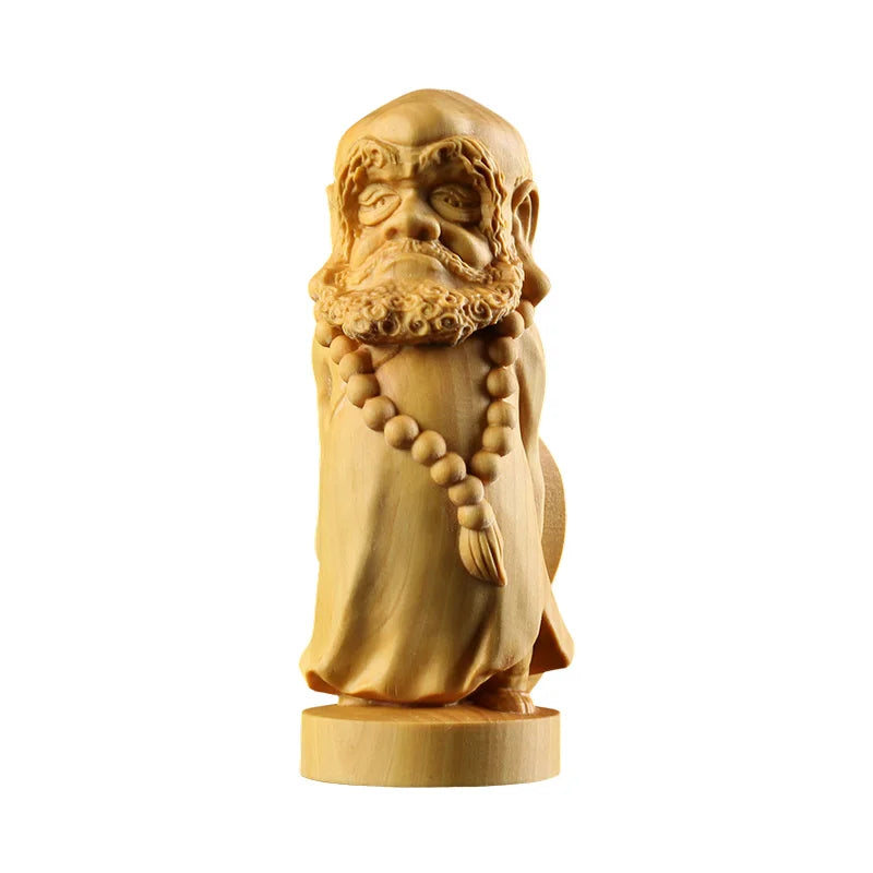 9/13CM Mini Cute Dharma wood statue Hand carved Craft Decoration Figure Decoration Cartoon Zen Master