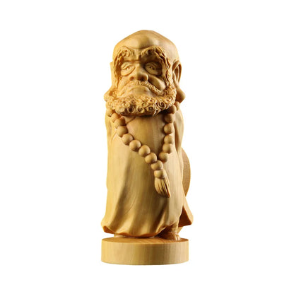 9/13CM Mini Cute Dharma wood statue Hand carved Craft Decoration Figure Decoration Cartoon Zen Master