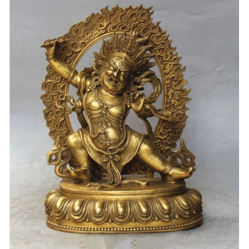9.8 inch Rare Tibet Tibetan bronze Buddhist Vajrapani Chana Dorje buddha statue