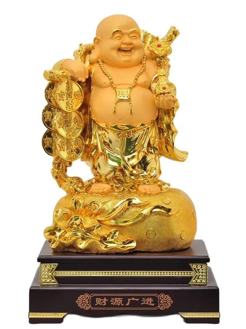 9" Aureate resin Laughing Buddha statue Maitreya Buddha world is yours statue decoration living room big belly Buddha home decor