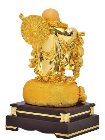 9" Aureate resin Laughing Buddha statue Maitreya Buddha world is yours statue decoration living room big belly Buddha home decor