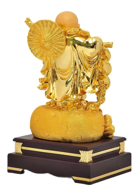 9" Aureate resin Laughing Buddha statue Maitreya Buddha world is yours statue decoration living room big belly Buddha home decor