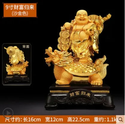 9" Aureate resin Laughing Buddha statue Maitreya Buddha world is yours statue decoration living room big belly Buddha home decor