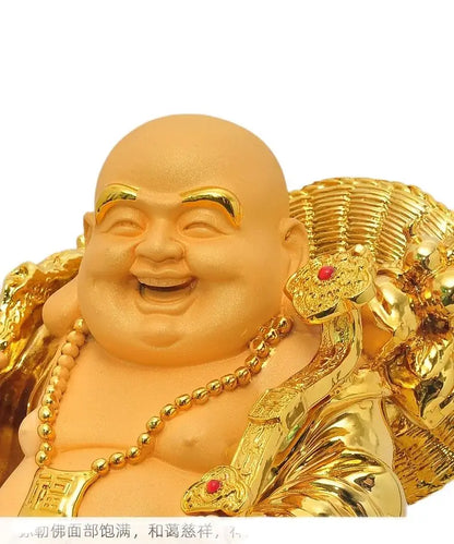 9" Aureate resin Laughing Buddha statue Maitreya Buddha world is yours statue decoration living room big belly Buddha home decor