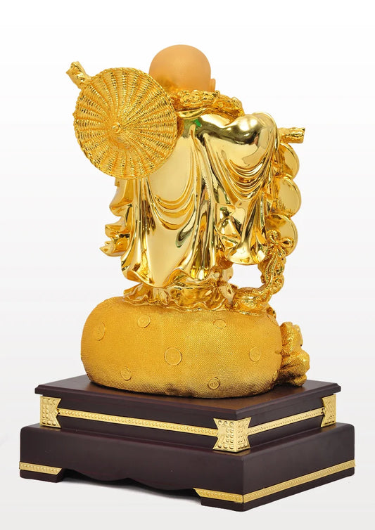 9" Aureate resin Laughing Buddha statue Maitreya Buddha world is yours statue decoration living room big belly Buddha home decor