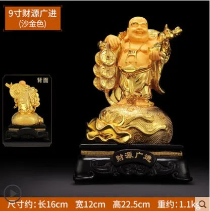 9" Aureate resin Laughing Buddha statue Maitreya Buddha world is yours statue decoration living room big belly Buddha home decor