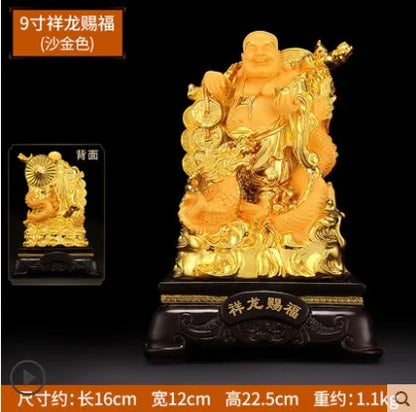 9" Aureate resin Laughing Buddha statue Maitreya Buddha world is yours statue decoration living room big belly Buddha home decor