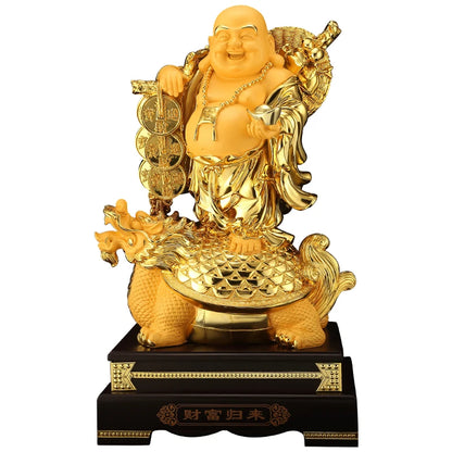 9" Aureate resin Laughing Buddha statue Maitreya Buddha world is yours statue decoration living room big belly Buddha home decor